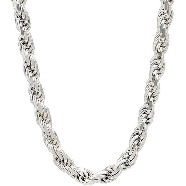 Savlano 925 Sterling Silver 8MM Hollow Italian Rope Diamond Cut